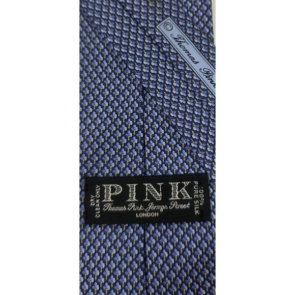 Thomas Pink Neck Tie 100% Silk Handmade Luxury Blue Men Jermyn Street London - Picture 3 of 9